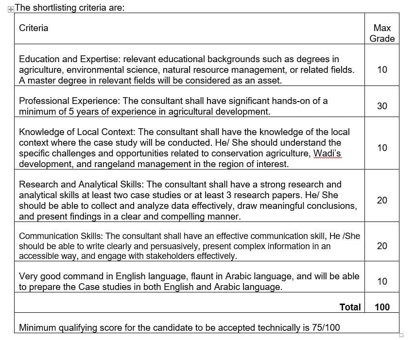 Evaluation Criteria 